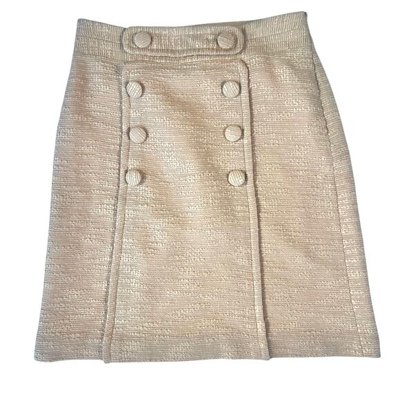 Milly of New York Textured Beige Skirt Size 8 Button Detail Lined Retail $285 - Picture 1 of 8